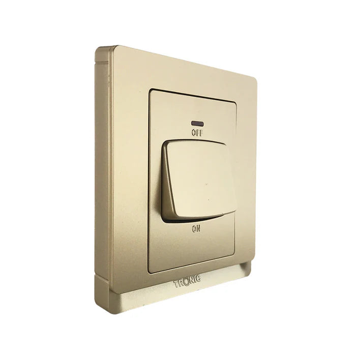 Gold 45A 1-Gang Double Pole Switch with Neon