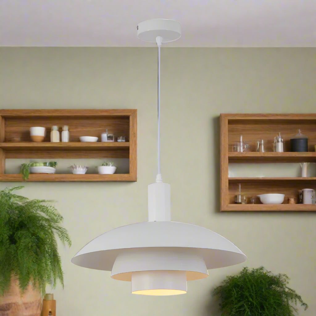 White pendant light on a white background