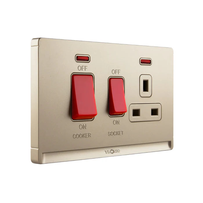 Gold Cooker Control Unit – 45A Switch + 13A Socket with Neon
