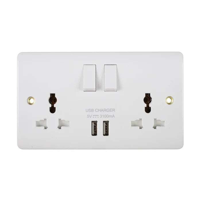 Universal Switch Socket Twin With 2 x USB