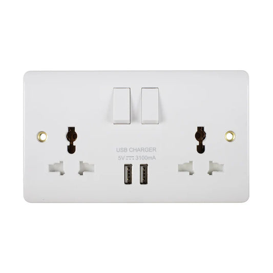 Universal Switch Socket Twin With 2 x USB